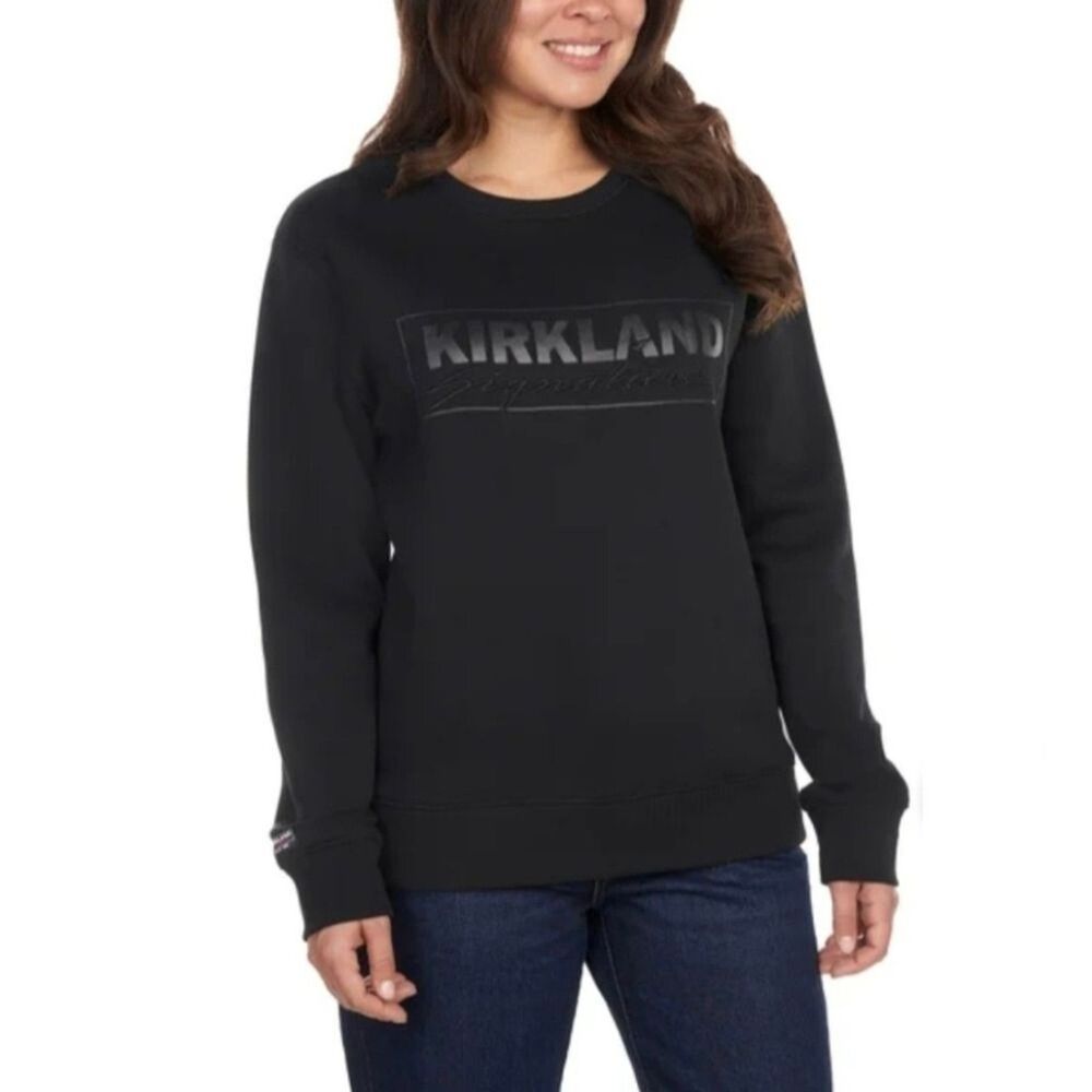 Kirkland Signature Costco Logo Crew Relaxed Black Sweatshirt Men's M, Womens L - Picture 4 of 16